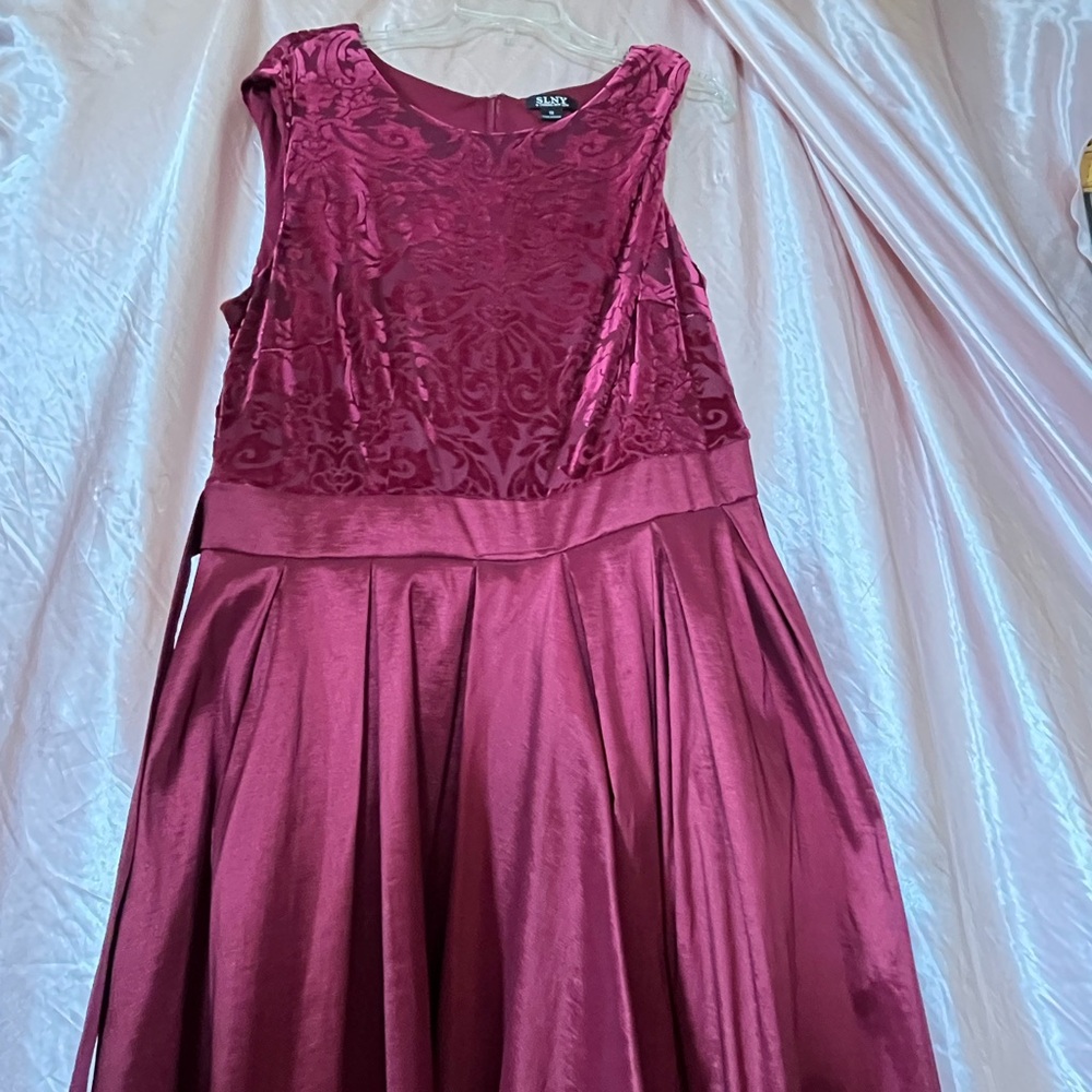 SL Fashions- Maroon Formal Velvet and Taffeta Dress